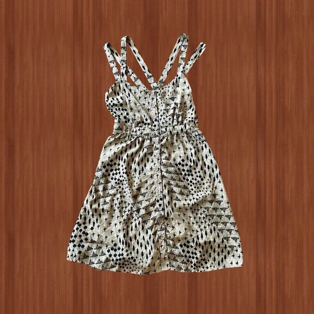 Blue Rain Cream Cottagecore Print Dress - Size M